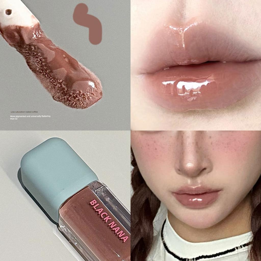 No Makeup in the Morning! Lip Gloss with a Mirror-Like Finish, Moisturizing and Long-Lasting, Shiny Nude Color Lipstick