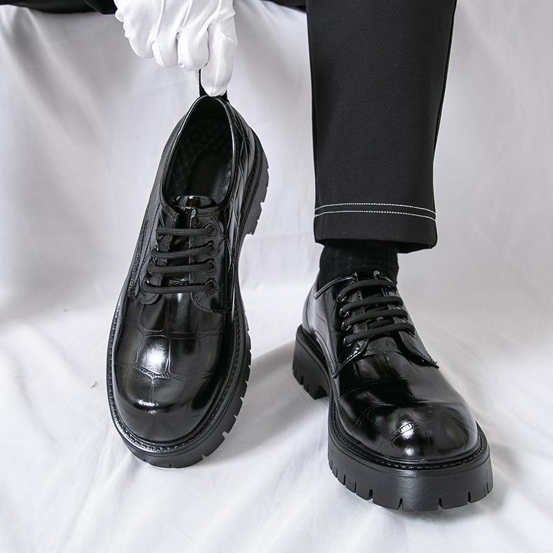 Korean version of trend-increasing business leather shoes 2025 spring new Guochao youth versatile comfortable commuting casual leather shoes