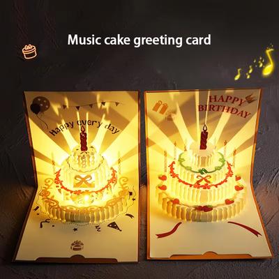 Birthday Musical Greeting Cards 3D Pop Up with LED Comes with Envelope for Kids Boy Girl Baby Shower First Birthday Party