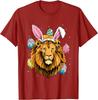 Lion Wearing Easter Bunny Ears Graphic Tee Cotton Short Sleeve Crew Neck Casual T-Shirt