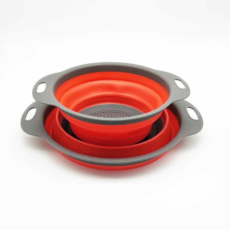 Collapsible Round Silicone Colander: Telescopic Fruit & Vegetable Washing Basket