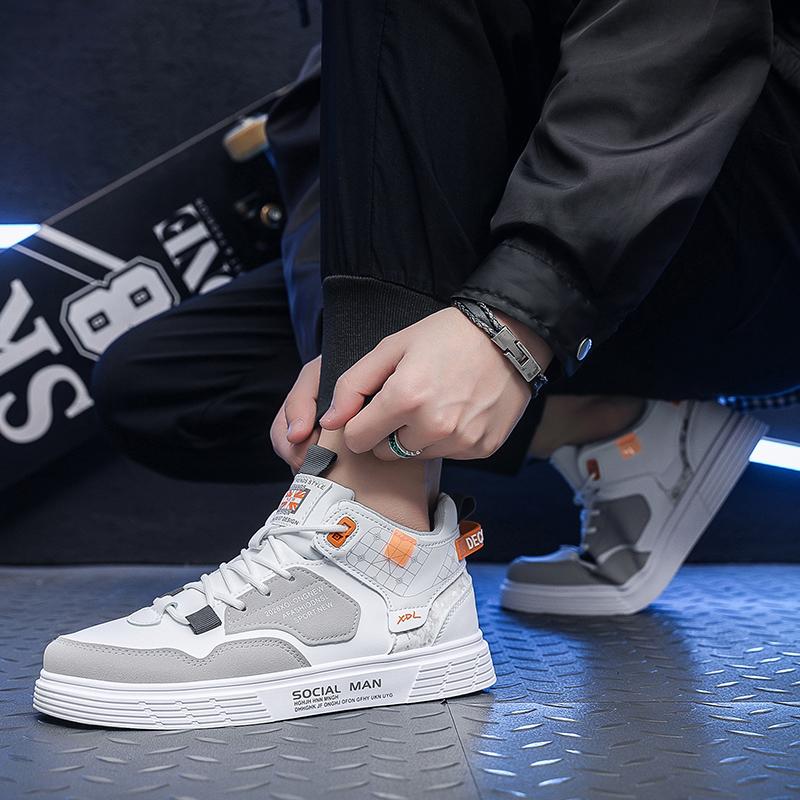 Pantofi pentru bărbați, ocazional de vară, pantofi albi, respirabili, pentru bărbați, la modă și versatili, pantofi sport cu talpă groasă, pantofi la modă