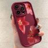 Wine Red Flower Print Soft Phone Case For iPhone 17 16 15 Pro Max 14 15 Plus 13 12 11 16E XR X XS 8 7 Plus Air Shockproof Cover
