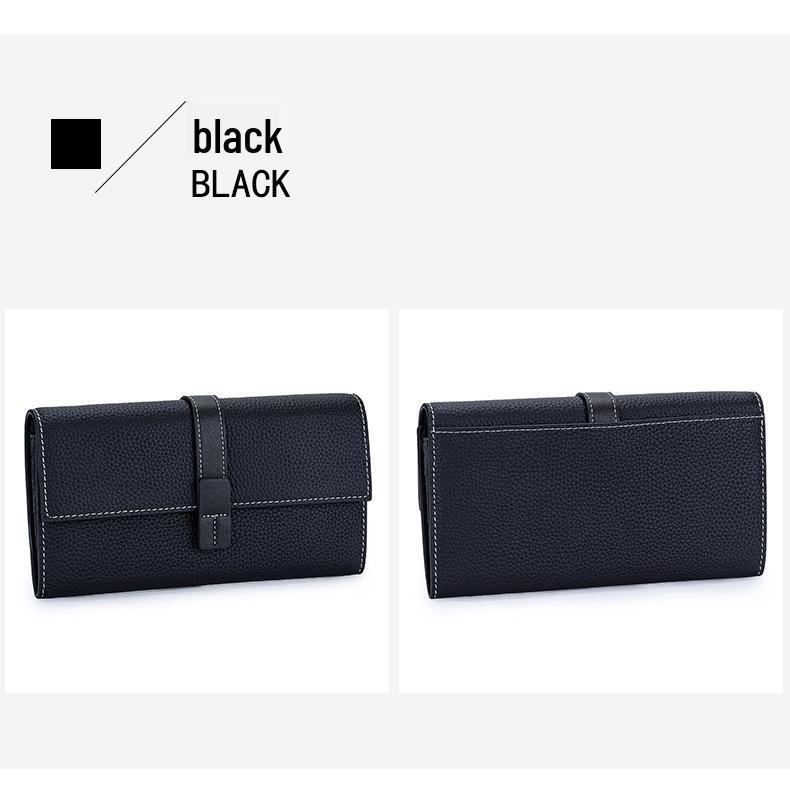 Women's Top Grain Cowhide Color Block Long Wallet - Large Capacity, Multifunctional Clutch & Phone Bag