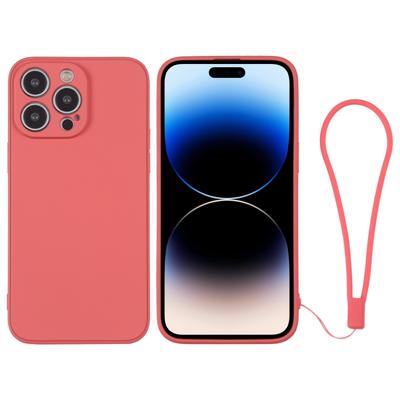 For iPhone 14 Pro Silicone Phone Case with Wrist Strap