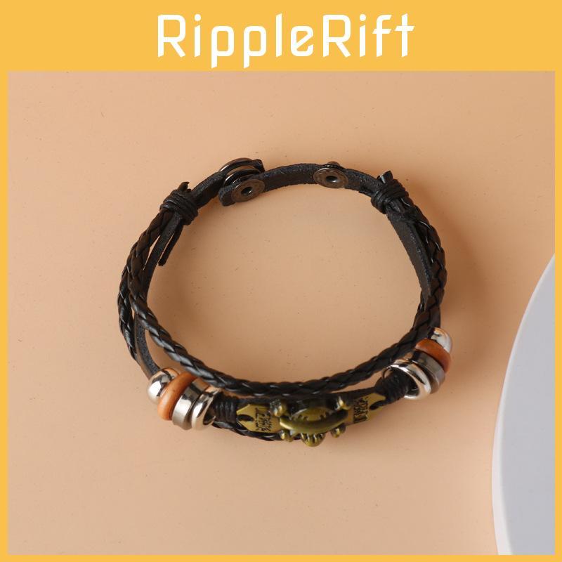 One Piece Skull Pirate Emblem Leather Handmade Alloy Wristband For Parties And Gifts