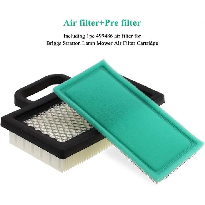 Air Filter Oil Filter Kit for Briggs Stratton Intek V-Twin 18-26 HP Engine, Replaces 499486S AM125424 for John Deere L120 L111