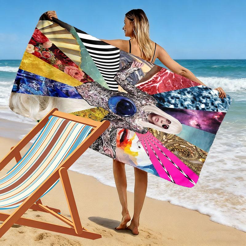 Lady Gaga Print Beach Towel, Large Soft Quick Dry Towel for Beach Camping Swimming
