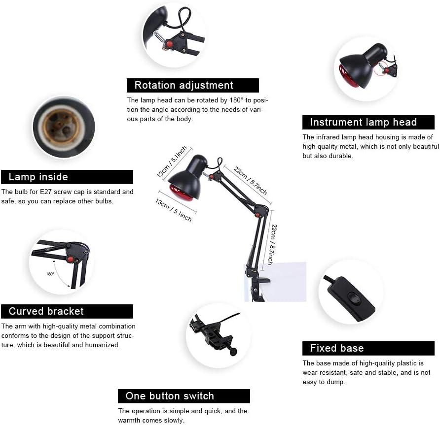 Infrarot-Wärmebehandlung Infrarot-Lampenhalter mit Arm Infrarotlampe mit roter Birne für Physiotherapie Infrarot-Schmerzlinderung