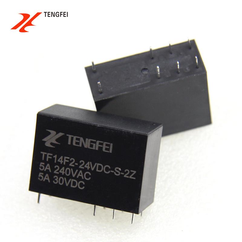 Tengfei 14F2 Series 6/8-Pin 24V DC Relay, 5A Capacity.