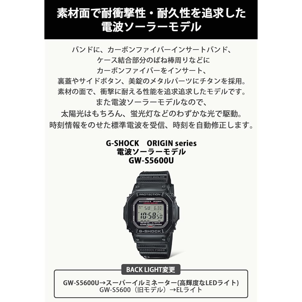Casio G-Shock GW-S5600U-1JF Men's Watch Black Carbon Fiber Insert Solar Radio Controlled Titanium Parts