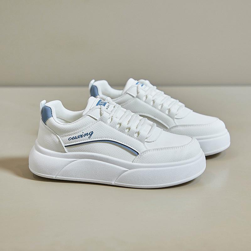 Spring White Shoes New Style of Female Students' Thick-soled High-rise Sports Shoes Casual Street Shot