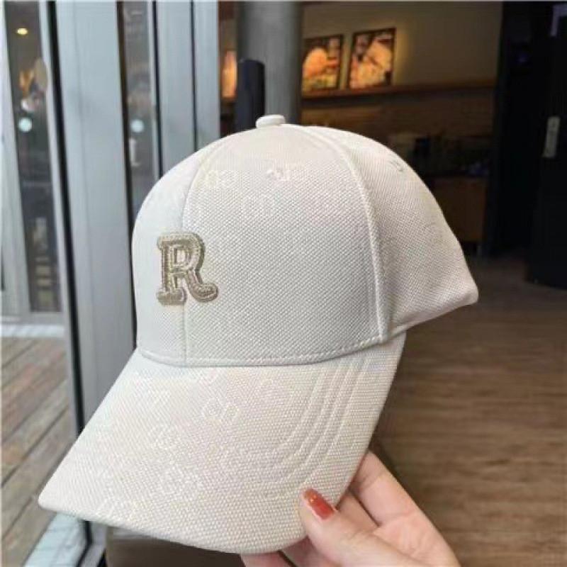 Baseball Cap With Embroidered R Letter For Outdoor Sun Protection Casual Wear