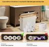 Modern Bamboo & Fabric Foldable Storage Basket with Lid for Paper Towels and Toiletries