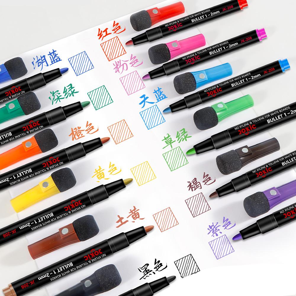 Color Whiteboard Marker Set,Erasable Water-Based,With Bristle Brush,Magnetic Children's Graffiti,12 Color Drawing Pen,Marker