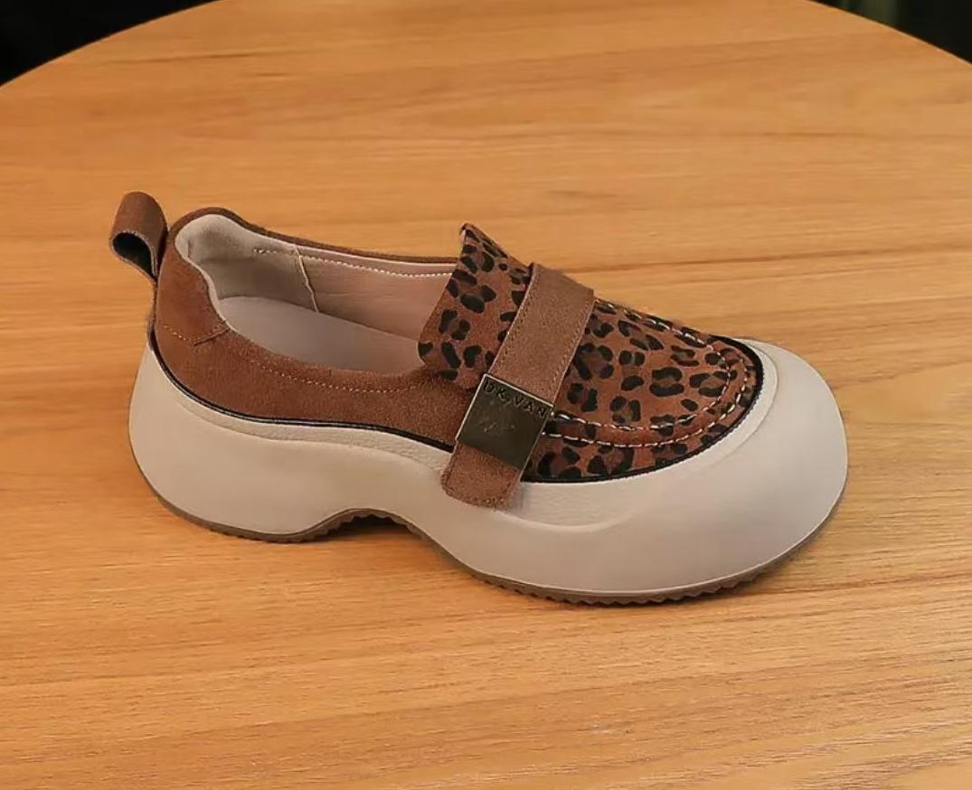 

2024 г. туфли на платформе с высокой посадкой, женские универсальные туфли в стиле ретро для спорта и отдыха для мам 35 цветной печати леопарда