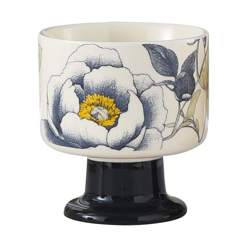 Flower Ice Cream Cup High Foot Ice Cream Cup Ceramic Household Ladies High End Light Luxury High Value Commercial Dessert Cup