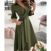 Abiti casual da donna, moda estate primavera, manica lunga, collo a polo, vita media