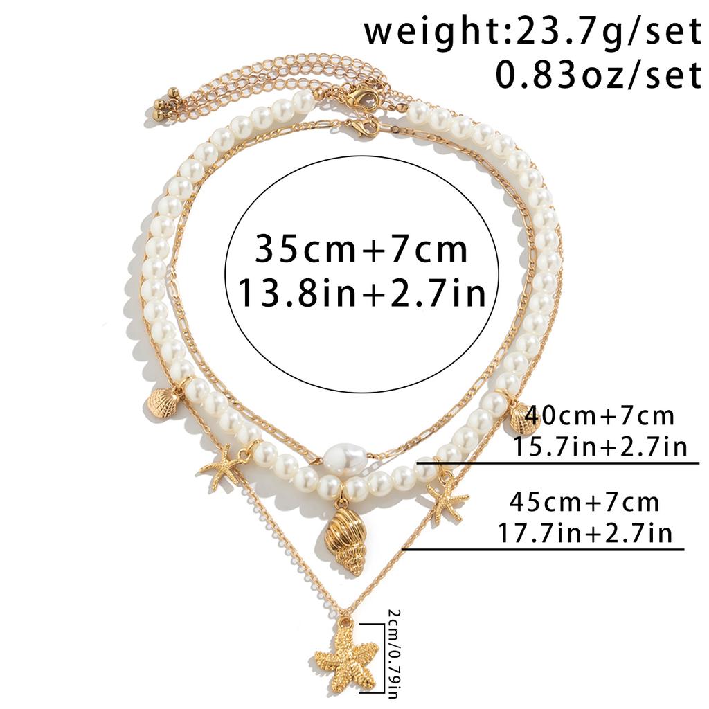 PuRui Gold Color Starfish Shape Pendant Necklace Imitation Zircon Beads Choker for Women Vintage Zircon Collar Party Girls