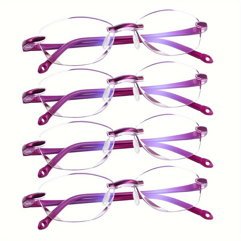 4pcs Ladies' Reading Glasses Anti Blue Light Glasses Diamond Cutting Design Computer Glasses Anti Fatigue Reading Glasses