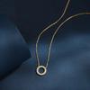 Huitan Simple Stylish Circle Shaped Pendant Necklace Full with Cubic Zircon Luxury Wedding Accessories for Women Fashion Jewelry