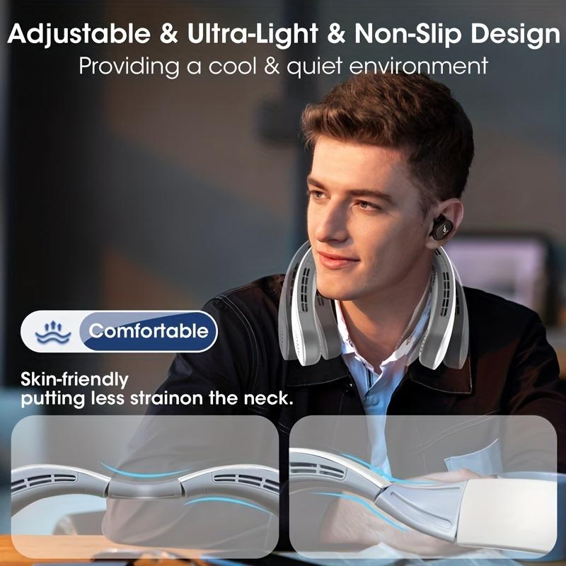 1pc Hands-Free Portable Neck Fan - Rechargeable, Bladeless, 3 Speeds, 360° Cooling, USB Wearable