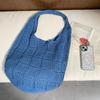 Polyester Knit Tote Bag for Women Oversized Crochet Shoulder Handbag Soft Mesh Woven Purse Casual Daily Commute Bag KTB