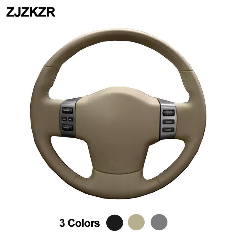 Car Auto Braid On Steering Wheel Cover Wrap for Nissan Armada 2004-2014 2015 Dark Gray Grey Biege Black Steering-Wheel Protector