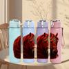1PC Red Horse Head Portrait Print 750ml Color Plastic Sports Water Bottle Leakproof Flip Straw Lid Suitable for Sports Office Home Use