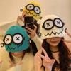 Cute Cartoon Cuff Beanie Cap Women'S Candy Color Big Eyes Smile Skullies Hat Fashion Streetwear Student Warm Winter Knitted