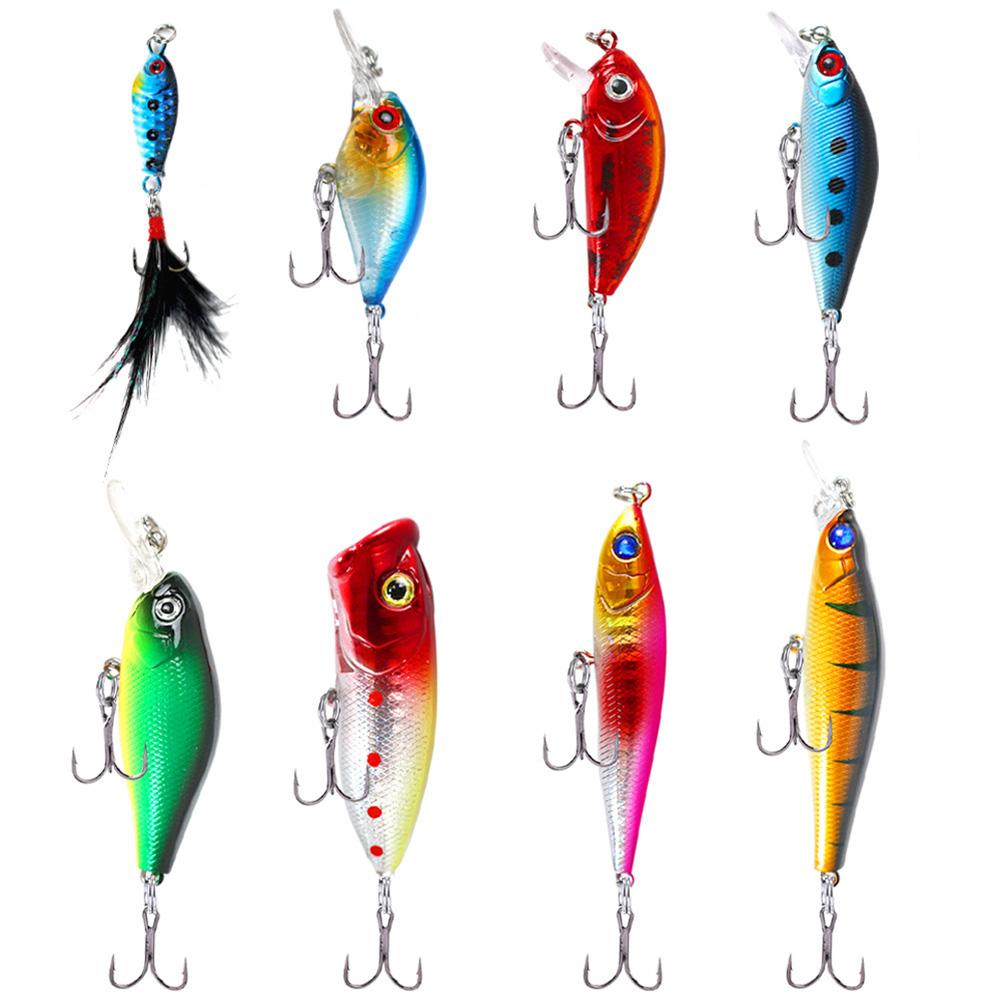 

8pcs Mixed Minnow Fishing Lures Artificial Hard Bait Wobbler Bionic Crankbait Fishing Bait for Trout Bass Carp