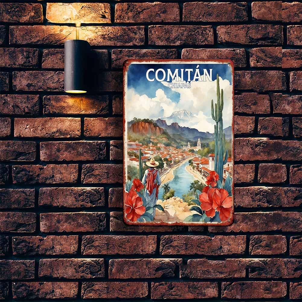 PC Comitn Chiapas Mexico Scenery Metal Tin Sign for Bedroom Bar Garage Garden Outdoor Decor