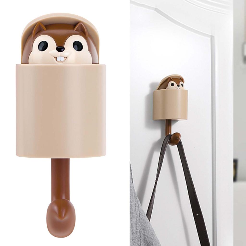 Self Adhesive Hook Cute Squirrel Shape Heavy Duty Large Waterproof Stick On Wall Hook for Bedroom
