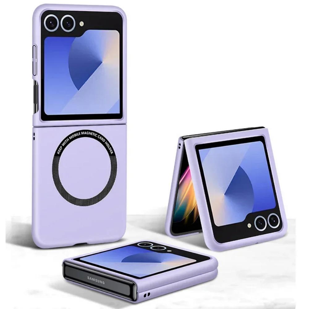 Luxusní Jednoduchý Ultratenký Jednobarevný Kryt na Telefon pro Samsung Galaxy Z Flip 7 6 5 4 3 Magnetická Přitažlivost Nárazuvzdorný Ochranný Kryt