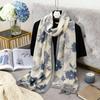 Scarf Autumn Winter Korean Style Floral Cotton Linen Feel Women High-end New Versatile Silk Scarf Warm Fashionable Stylish Shawl