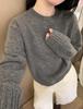 Women's Thick Wool Sweater - Round Neck, Loose Fit, Soft & Fluffy, Drop Shoulder Sleeves, Casual Style, Perfect Outerwear Cashmere Layer.