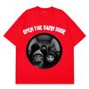 Open The Door Funny Cat Gang Meme TShirts Men Women Fashion Harajuku Tshirts Loose and Casual Cotton Retro Hiphop Tshirts