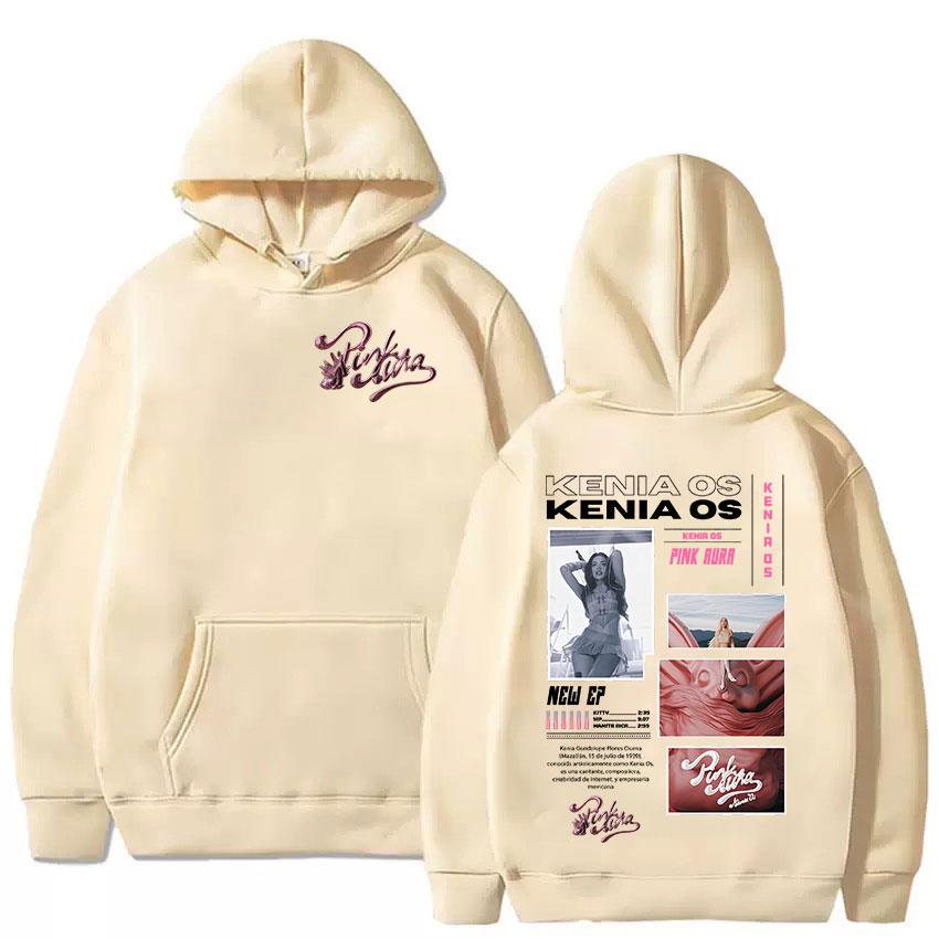 Singer Kenia Os Pink Aura Album 2025 Graphic Hoodie Men Women Vintage Aesthetic Sweatshirts Fashion Oversized Hoodies Streetwear