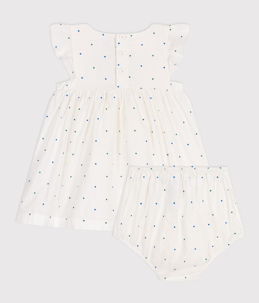 Frilled Dress and Bloomer Set A0CD5 12 Months 74cm [Petit Bateau] Off-white/multi-color
