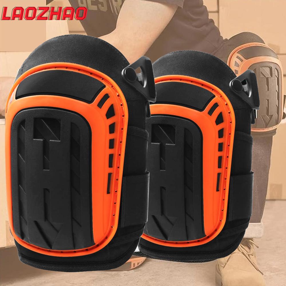 Annier Orange Durable And Safe 1Pair Heavy Duty Work Knee Pads With Comfort Foam Gelanti-Slip & Flexible Straps For Construction Gardening Flooring