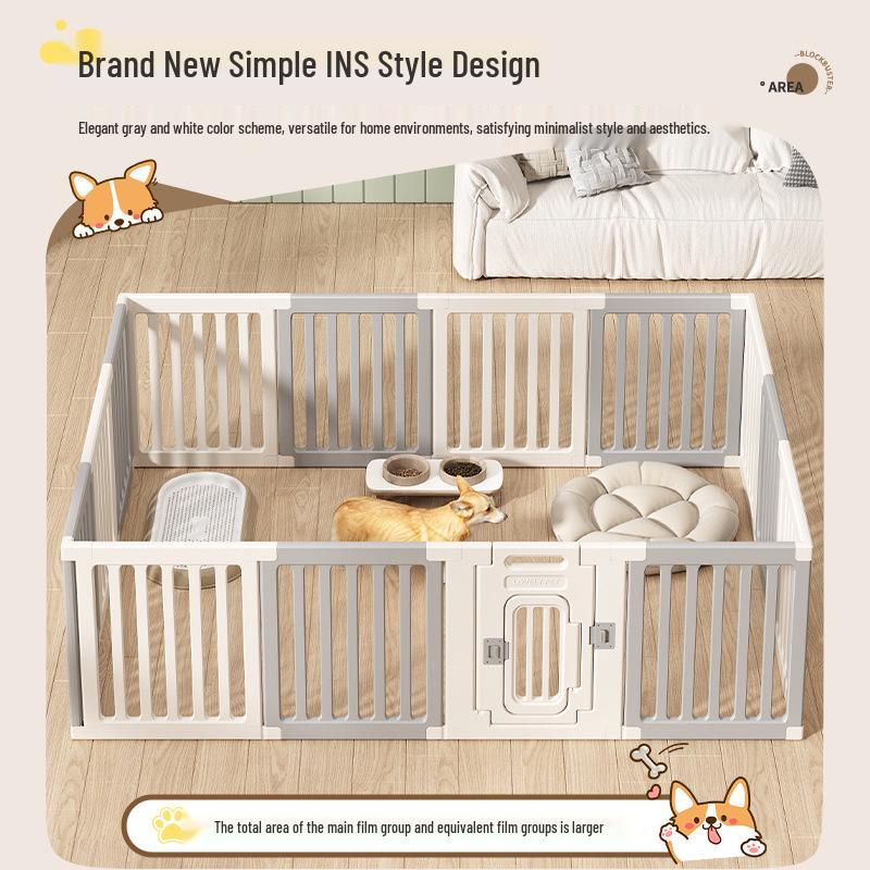 Gray & White Color Block Puppy Playpen for Small to Medium Dogs - Indoor Pet Crate & Isolation Fence