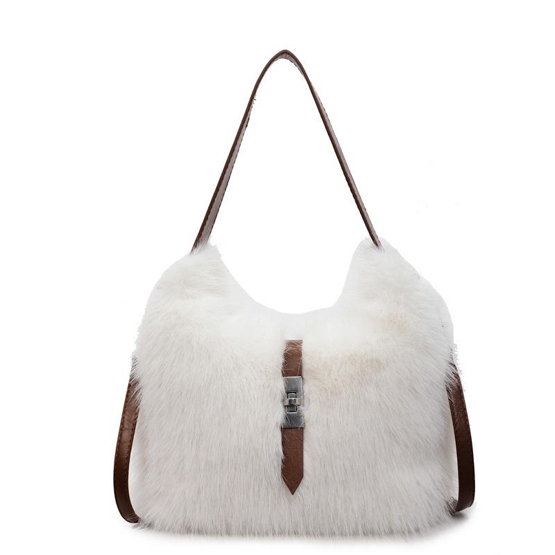 Stylish Fluffy Shoulder Bag Simple Texture and Large Capacity Crossbody Bag Phe Soft Fur Macar Color Storage Bag  New Design