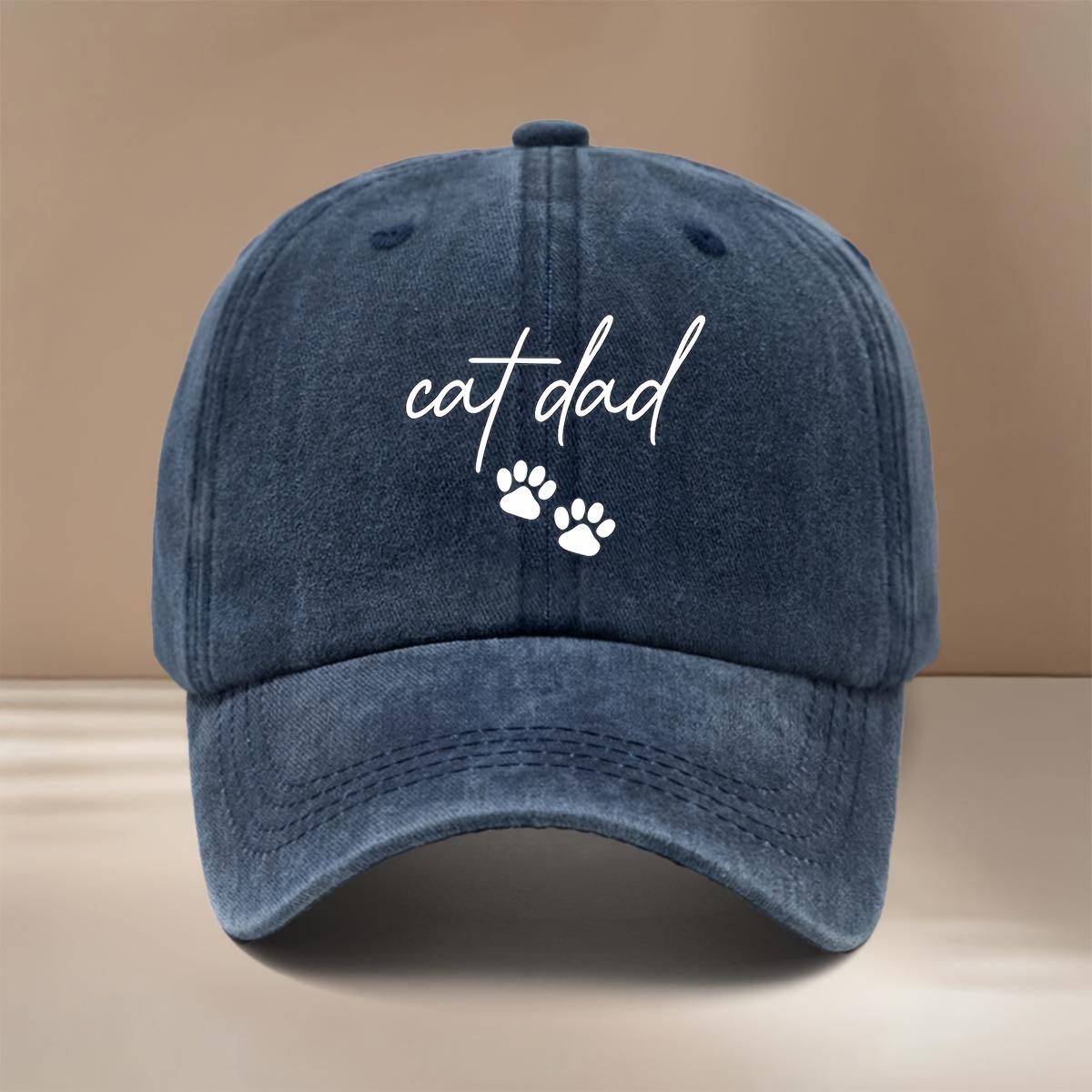 

Cat Dad Two Paw Print Pattern Baseball Cap Textured Adjustable Size Hip Hop Hat темно-синий