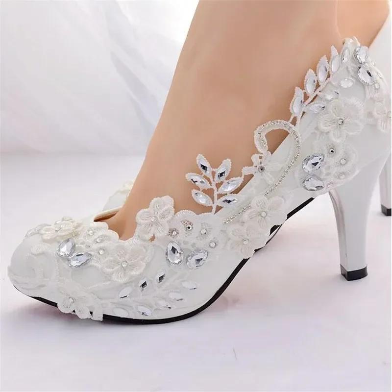 2025New White Wedding Bride Pumps High Heels Elegant Luxury Women Dress Shoes Luxury Woman Sandals Summer Footwear Party