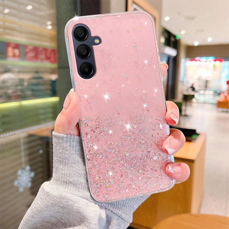 

Роскошный модный блестящий чехол для Samsung Galaxy A05 A05S A15 A25 A35 A55 A14 A24 A34 A54 A13 A23 A53 A52, мягкий блестящий чехол с кристаллами A04S розовый