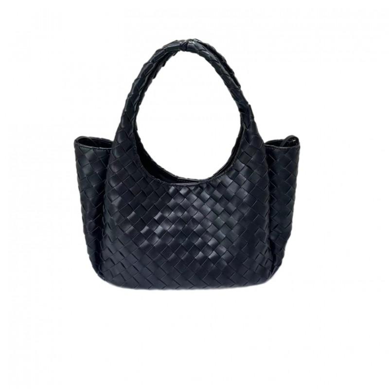 Oversized Woven Shoulder Bag Women Large Capacity Tote With Zip Soft PU Material Korean Style