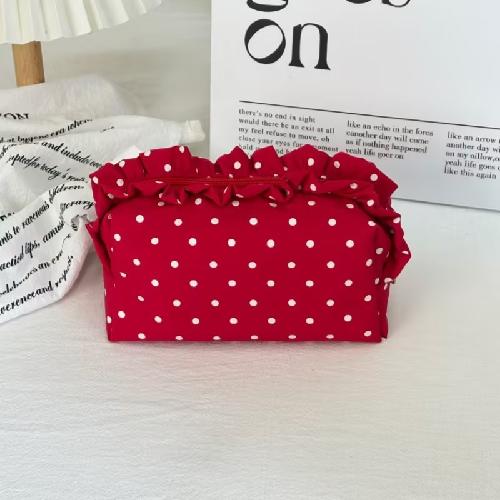 Ins Fresh Red Cherry Quilted Cosmetic Bag Fashion Small Large Toiletry Makeup Storage Bag Cute Lipstick Sanitary Napkin Case