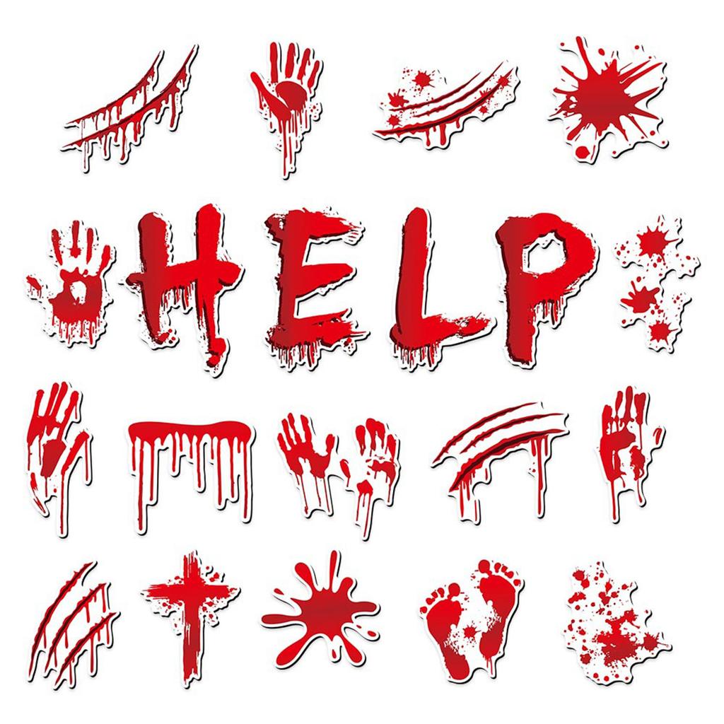 Halloween Refrigerator Magnets Stickers Horror and Dirty Bleeding Red Stickers Suitable for Party Paper Favor