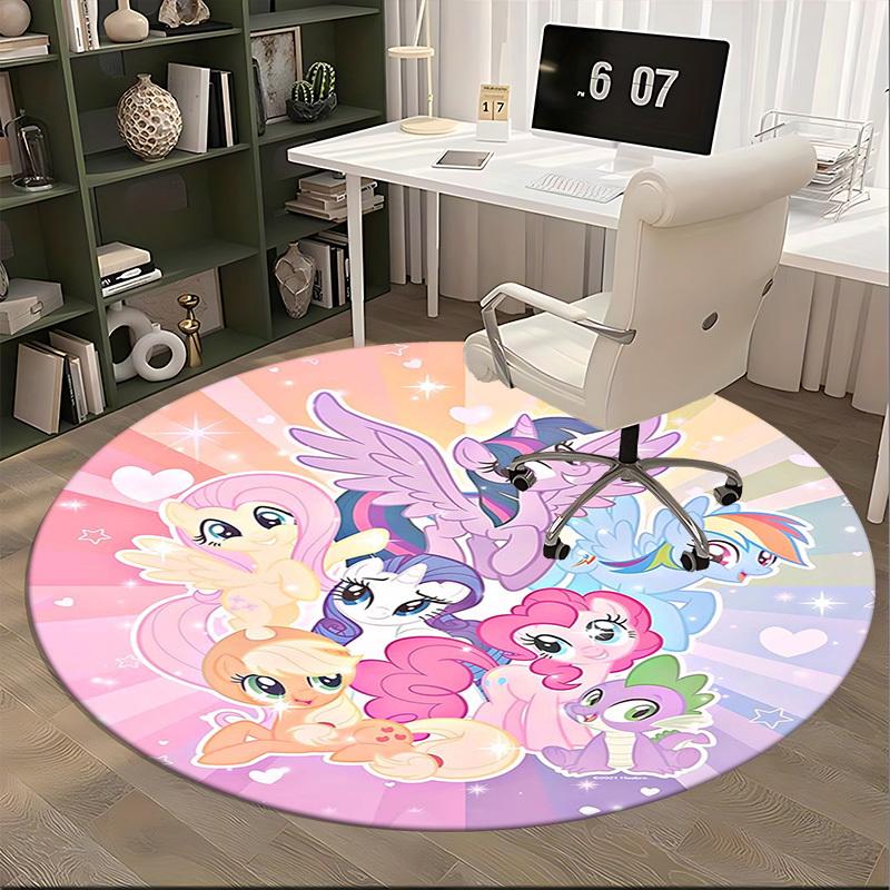 1pc My Little Pony Round Carpet, Office Chair Mat, NonSlip Rug for Home Decor, Seasonal Gift, Suitable for Office, Living Room