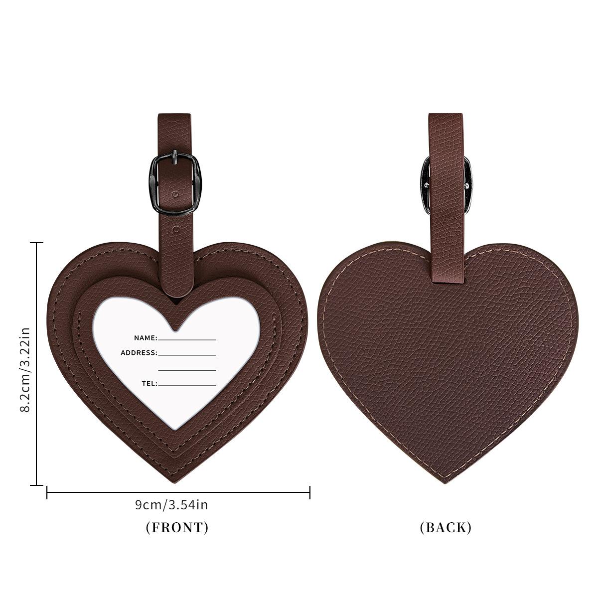 

Heart Shaped Luggage Tag for Women Men Pu Leather Travel Tags Simple Boarding Pass Card Luggage Accessories темно-коричневого кольору